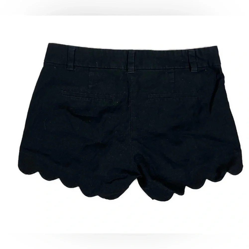 J. Crew Women's Linen Blend Scalloped Hem Black Chino‎ Shorts- Size 0